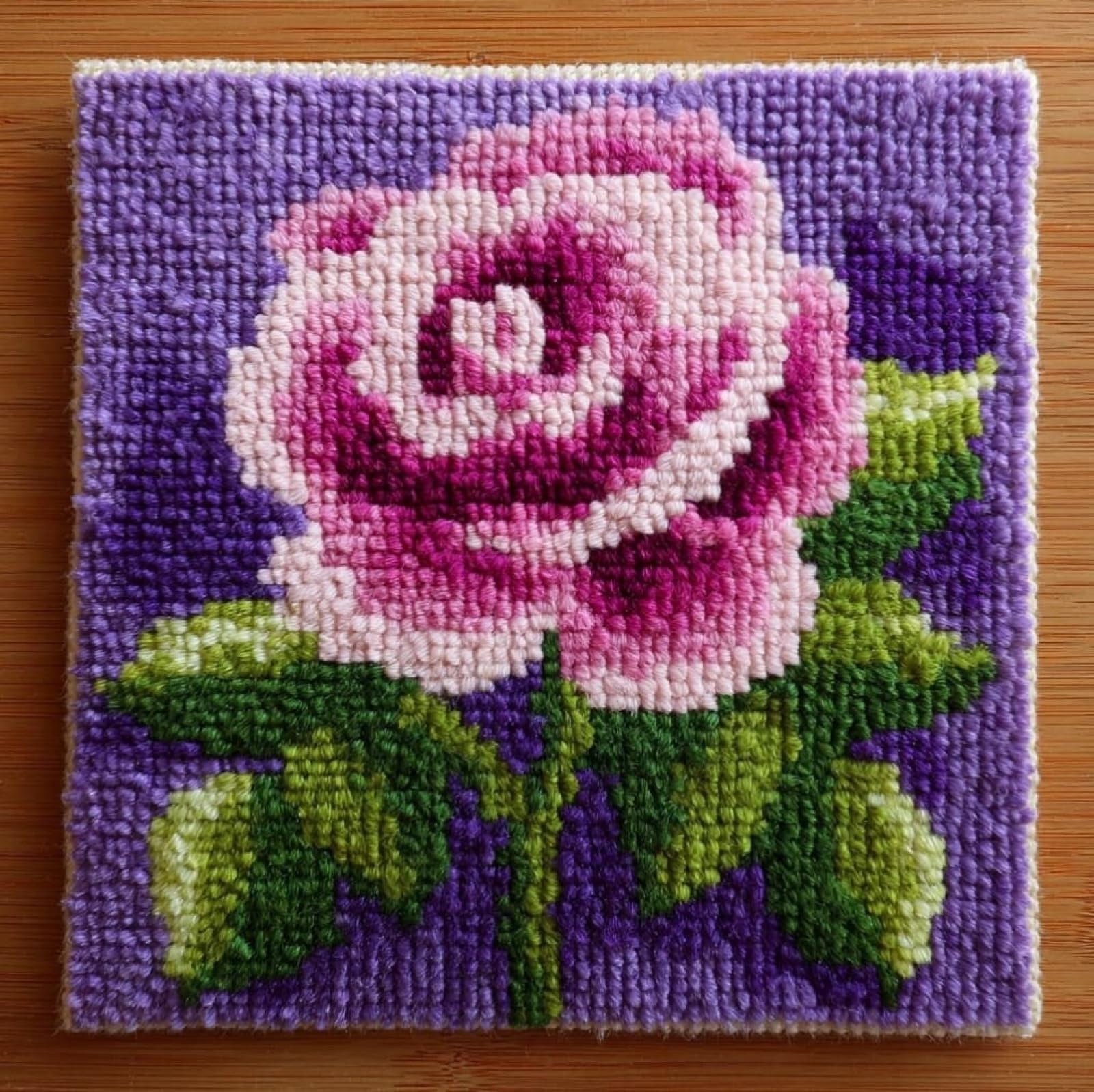 WallustrioaW DIY Latch Hook Pillow Kit,Purple Roses