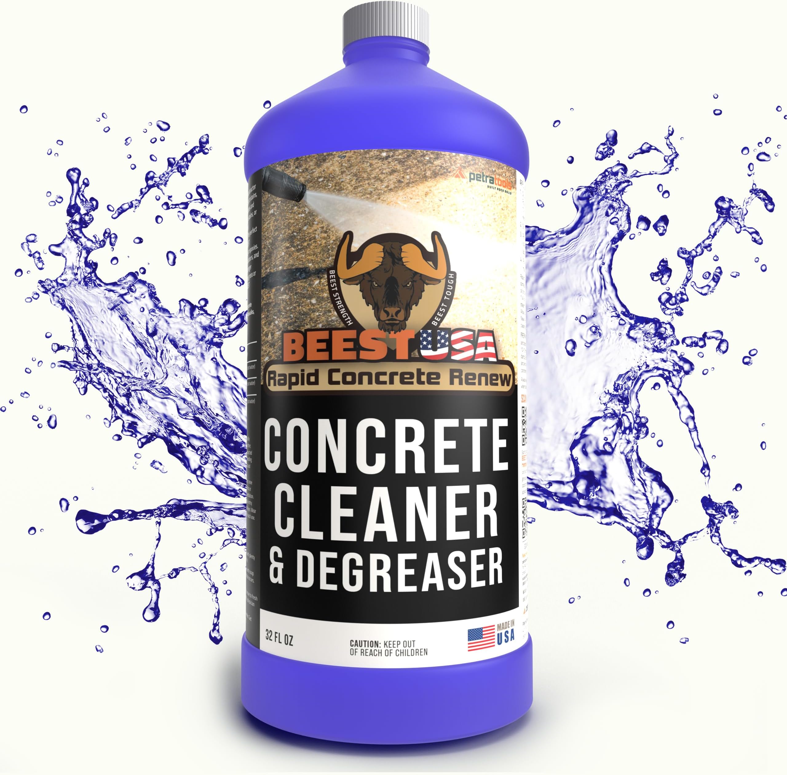 BEEST Concrete Cleaner - 32 Oz (Makes 12 Gallons) Pressure Washer Soap, Degreaser Cleaner Heavy Duty - Dirt & Stain Remover for Concrete, Cement, Driveway, Garage Floor, Patio, Deck, Safe on Grass
