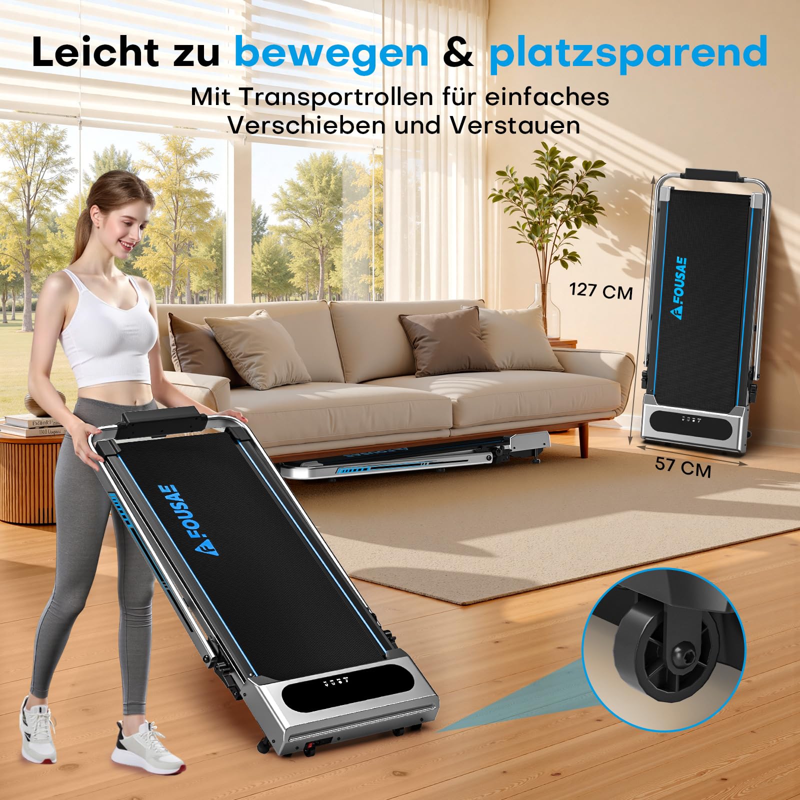 Laufband für Zuhause, 5 in 1 Walking Pad, 12km/h Klappbar Laufband mit 9% Steigung, 2.75HP Walking Machine mit LED-Anzeige, Fernbedienung und App, 12 HIIT, Bis 160 kg, Keine Installation