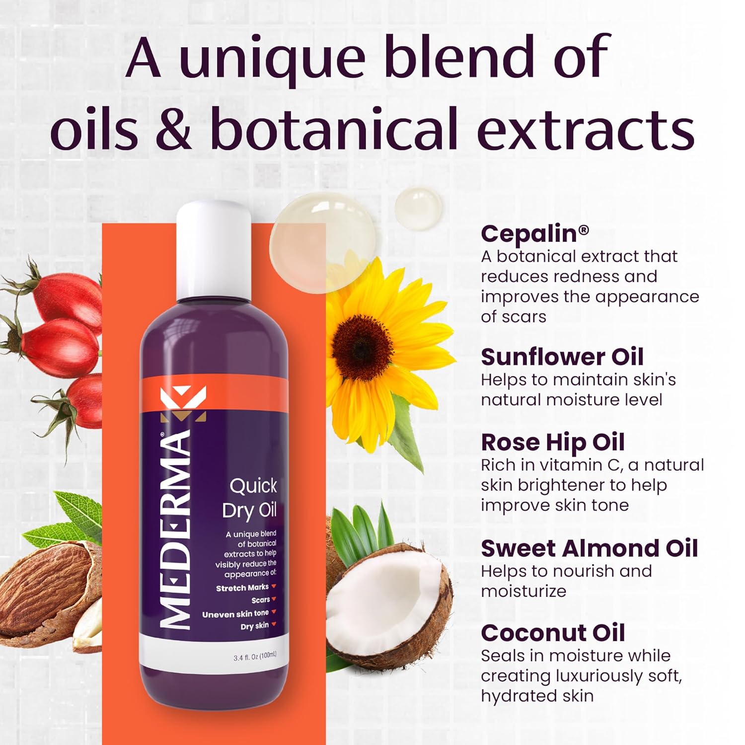 Mederma Quick Dry Oil and PM Intensive Overnight Scar Cream Bundle, 3.4oz Oil with Natural Botanical Extracts and 1.0 Oz Cream Clinically Shown to Make Scars Smaller