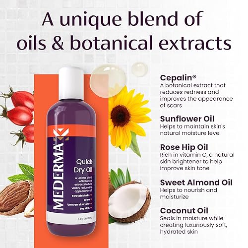 Miniatura 6 de Mederma Hojas de cicatrices y paquete de aceite mejora la apariencia de cicatrices y estrías 4 hojas de silicona reutilizables y aceite botánico de