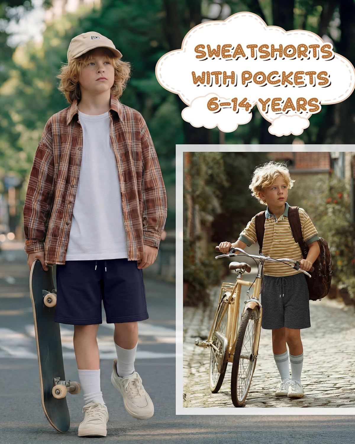 3 Pack Boys Shorts Teen Athletic Basketball Baggy Shorts Kids Casual Basic SweatShorts with Pockets 6-14 Years