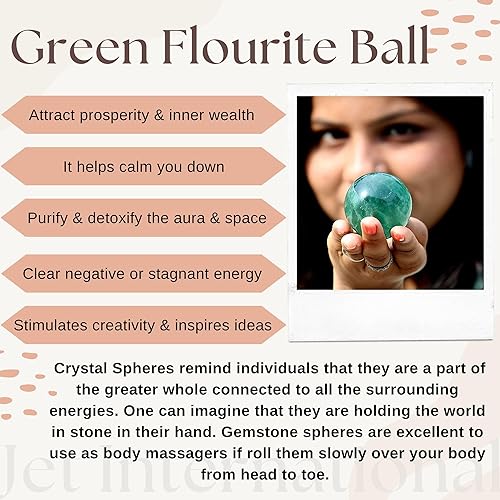Miniatura 3 de Flourita verde azabache de 1.772-1.969 in, esfera de bola, piedra preciosa A+ tallada a mano, altar curativo, enfoque devocional, limpieza