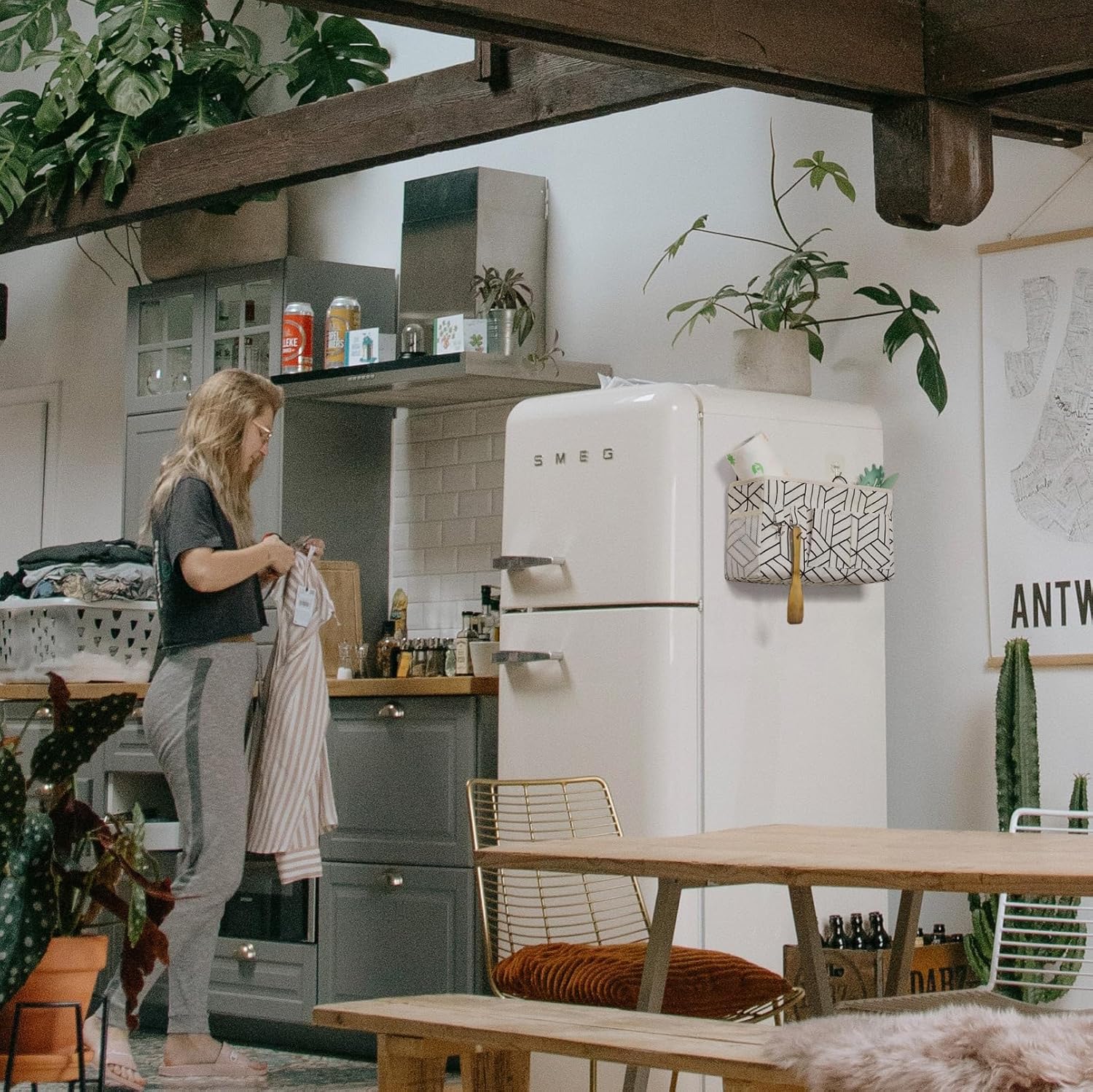 2pcs Large Wall Hanging Storage Bag, Door Closet Linen Fabric Pockets Organizer, Waterproof for Living Room Bedroom Bathroom Kitchen Office RV Camper with Hooks White - Image 7