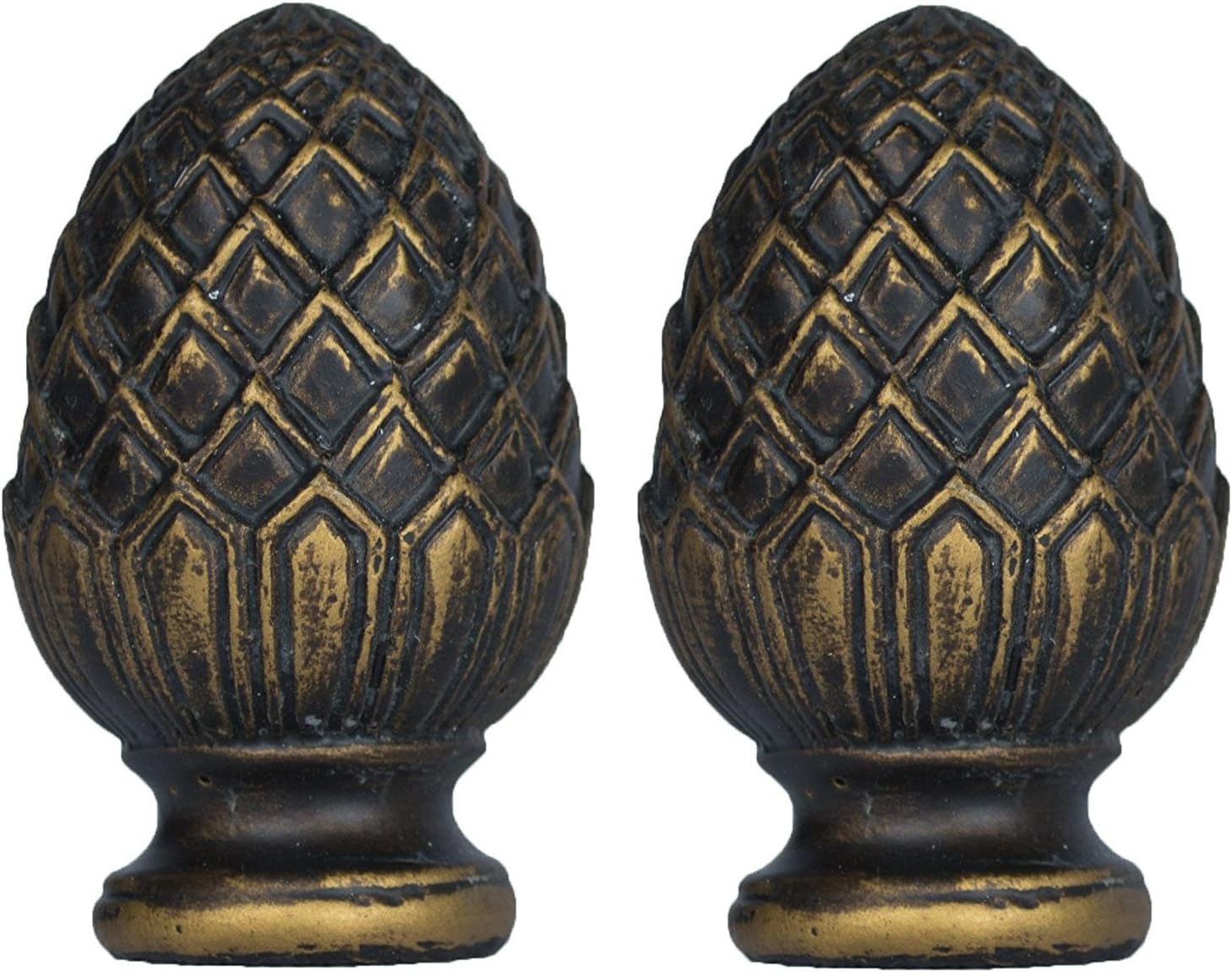 Urbanest Set of 2 Pineapple Lamp Finials, 2inch Tall, Bronze with Gold