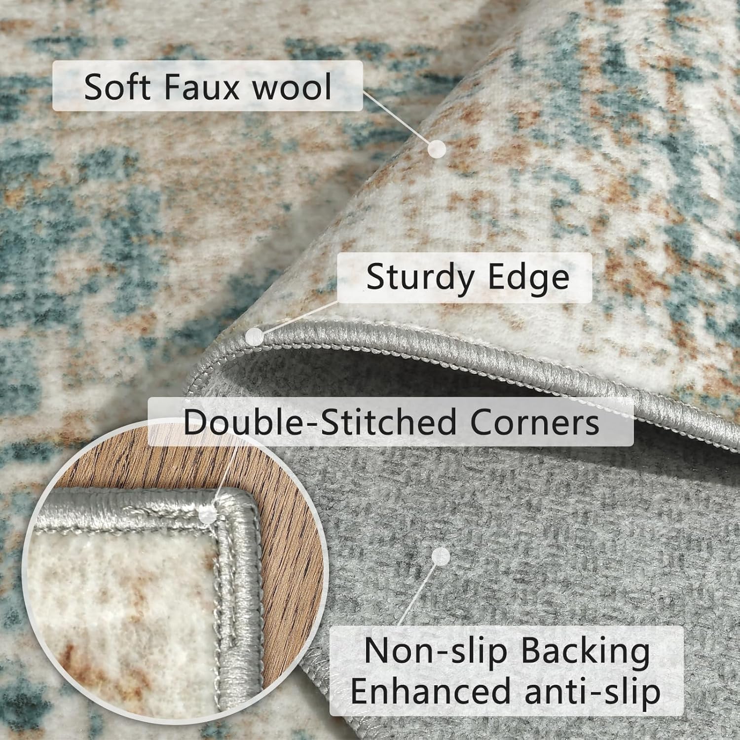 6x9 Area Rug for Living Room Abstract Soft Beige Blue Large Rug Modern Washable Rugs Non Slip Stain Resistant Low Pile Mat Carpet for Living Room Bedroom Dining Room Home Office