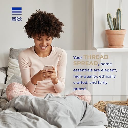 Miniatura 6 de THREAD SPREAD Sábana bajera de bolsillo profundo lujosamente suave, 100% algodón, la sábana bajera más suave de 600 hilos tamaño Queen solo con