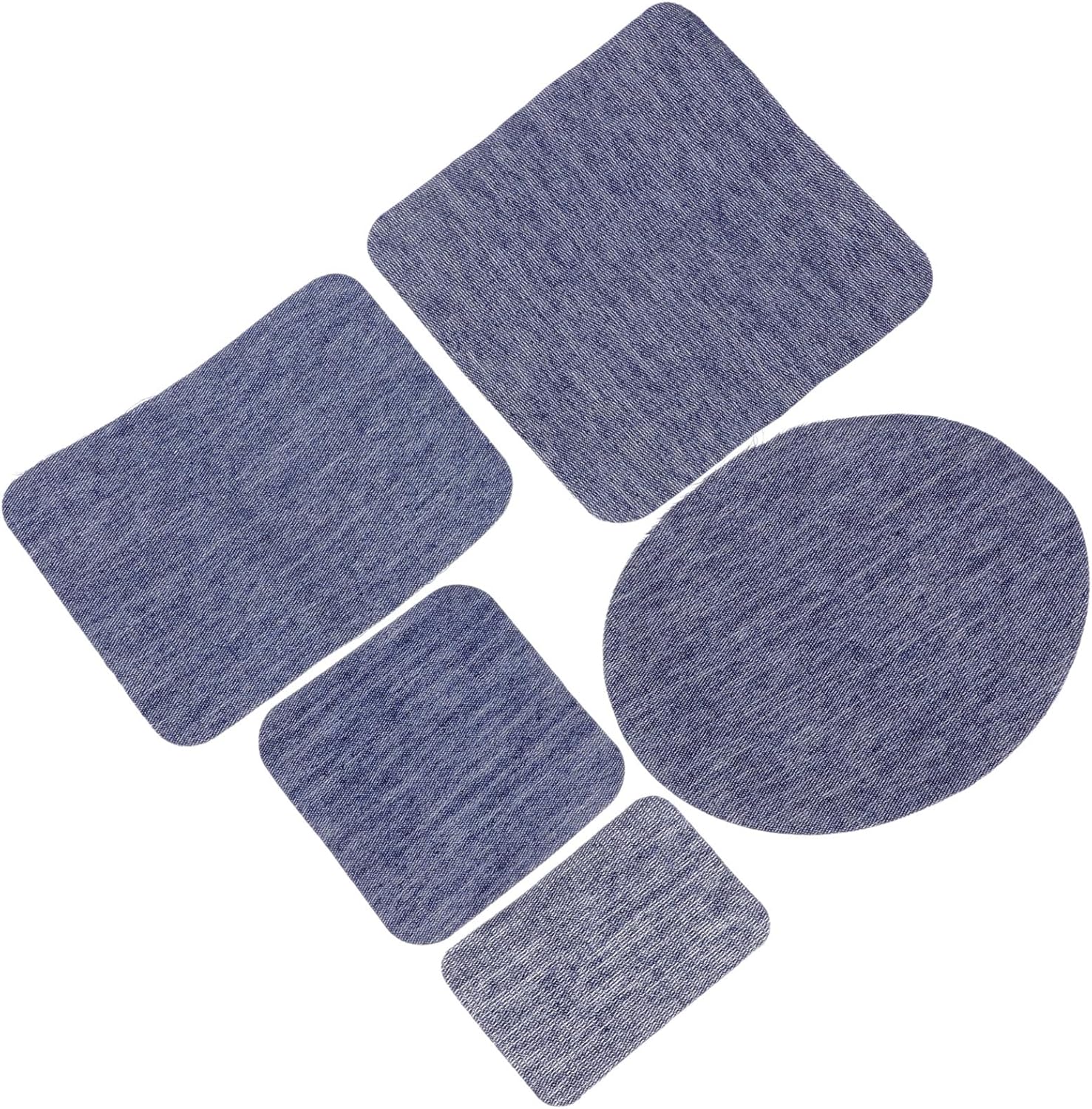 Iron on Denim Patches 5pcs Blue Rectangular Sewing Repair Patches for Clothes Jeans Jackets DIY Craft for Clothing Decoration