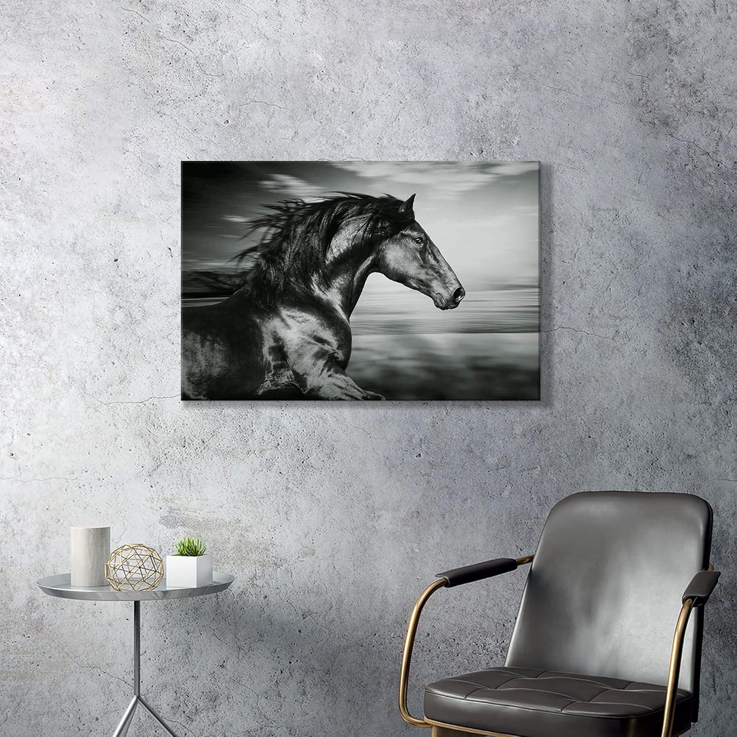 ARTISTIC PATH Horse Picture Animal Art Prints: Wild Black Stallion Graphic Artwork on Canvas for Walls (36" W x 24" H,Multi-Sized) - Image 4