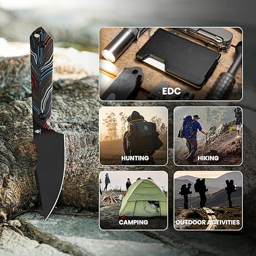 Miniatura 7 de Kizer Maverick Customs Harpoon Cuchillo de hoja fija D2 con mango micarta rojo - 1040E1