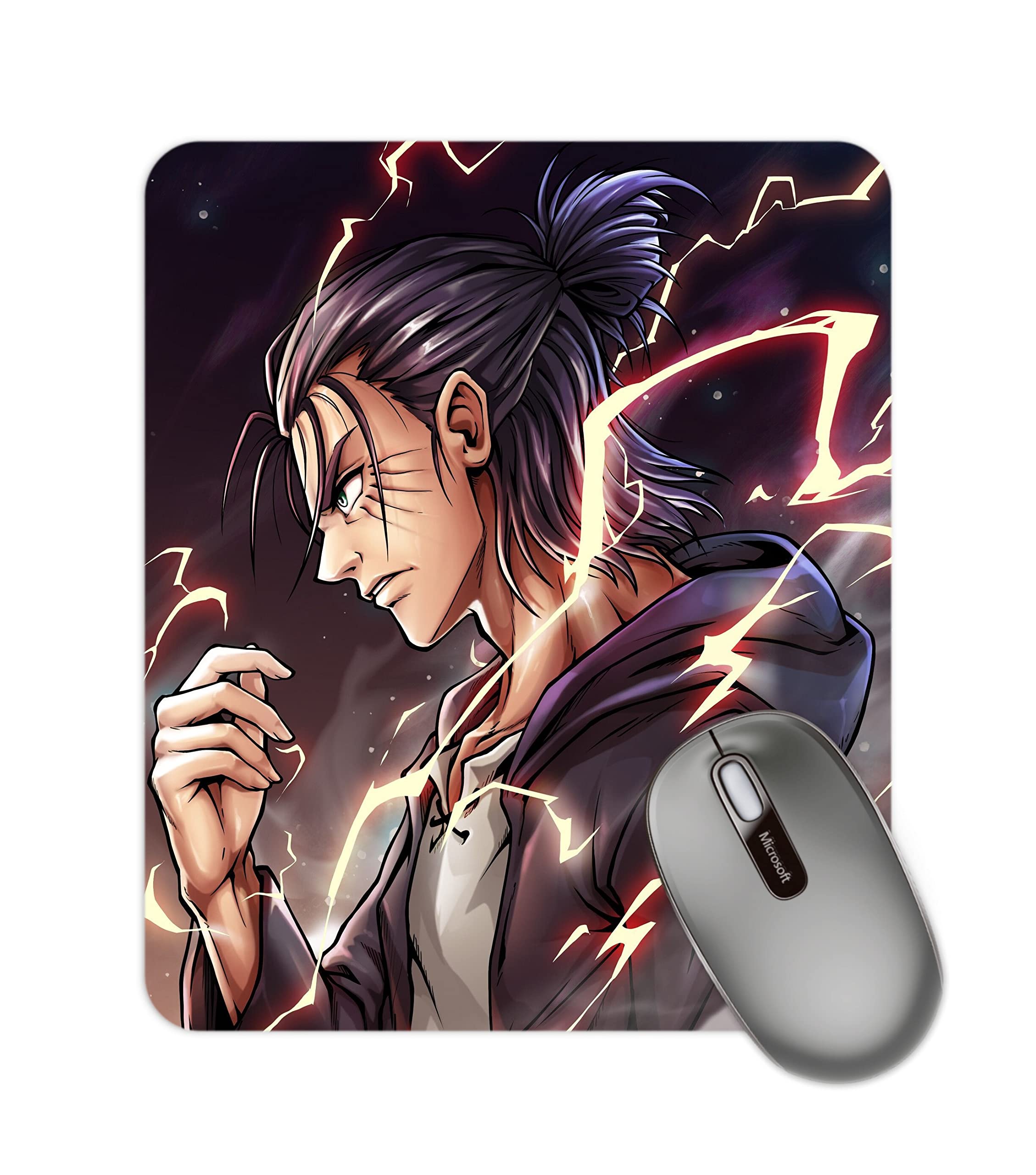 Darkbuck Anime Mouse Pad for Laptop Desktop PC Gaming Mousepads Rubber Base with Anti Skid Smooth Surface (22 cm x 18 cm) Eren Yeager Mousepad