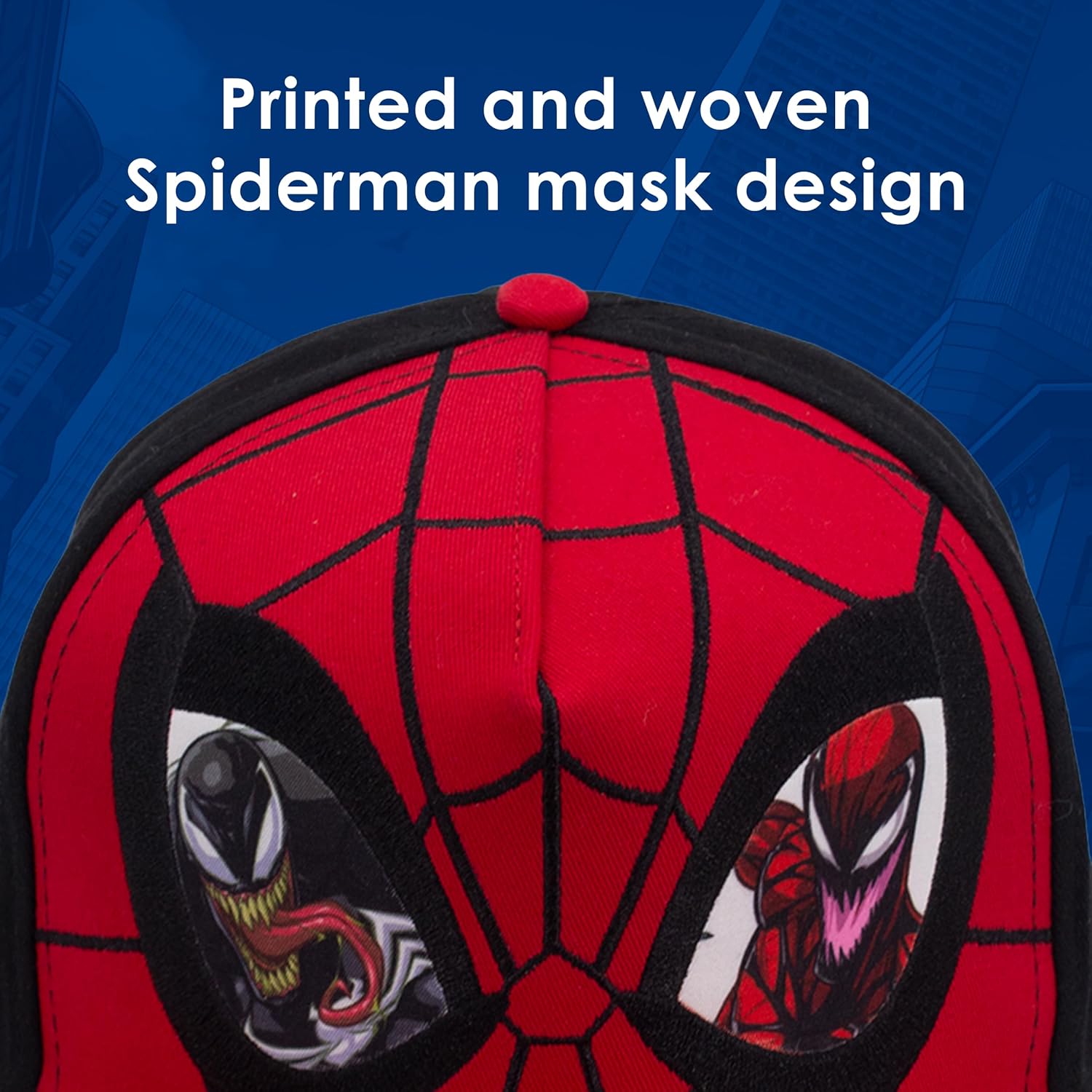 Marvel Spider-Man Baseball Cap, Venom and Carnage Cotton Adjustable Adult Snapback Hat with Flat Brim, Red, One Size - Image 3