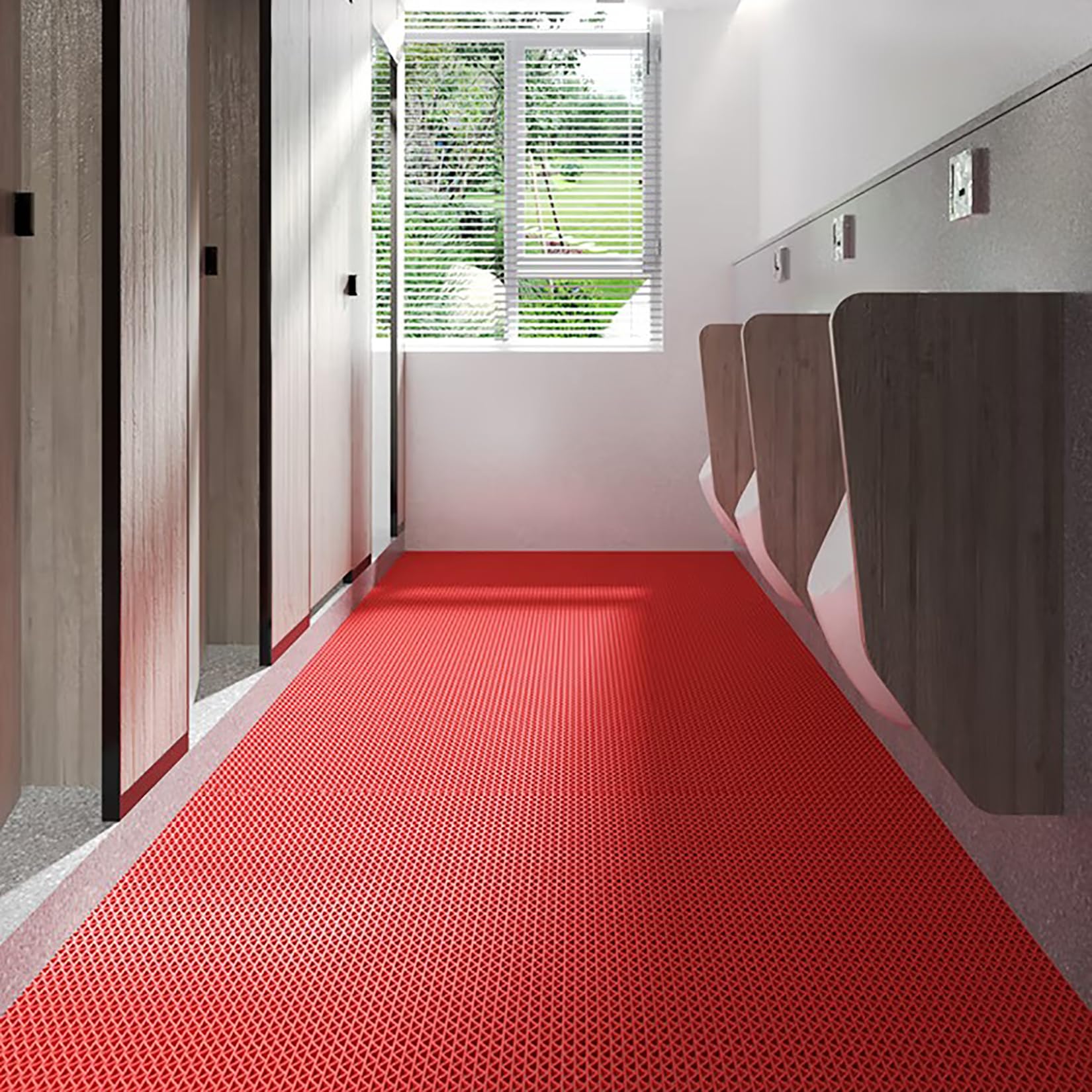 Esterilla Antideslizante con Drenaje, Alfombrilla de Drenaje Antideslizante en Forma de S Hueca de PVC for baño, Piscina, Zona húmeda, Multicolor, Varios tamaños(Red,0.9x6M/3x20FT)