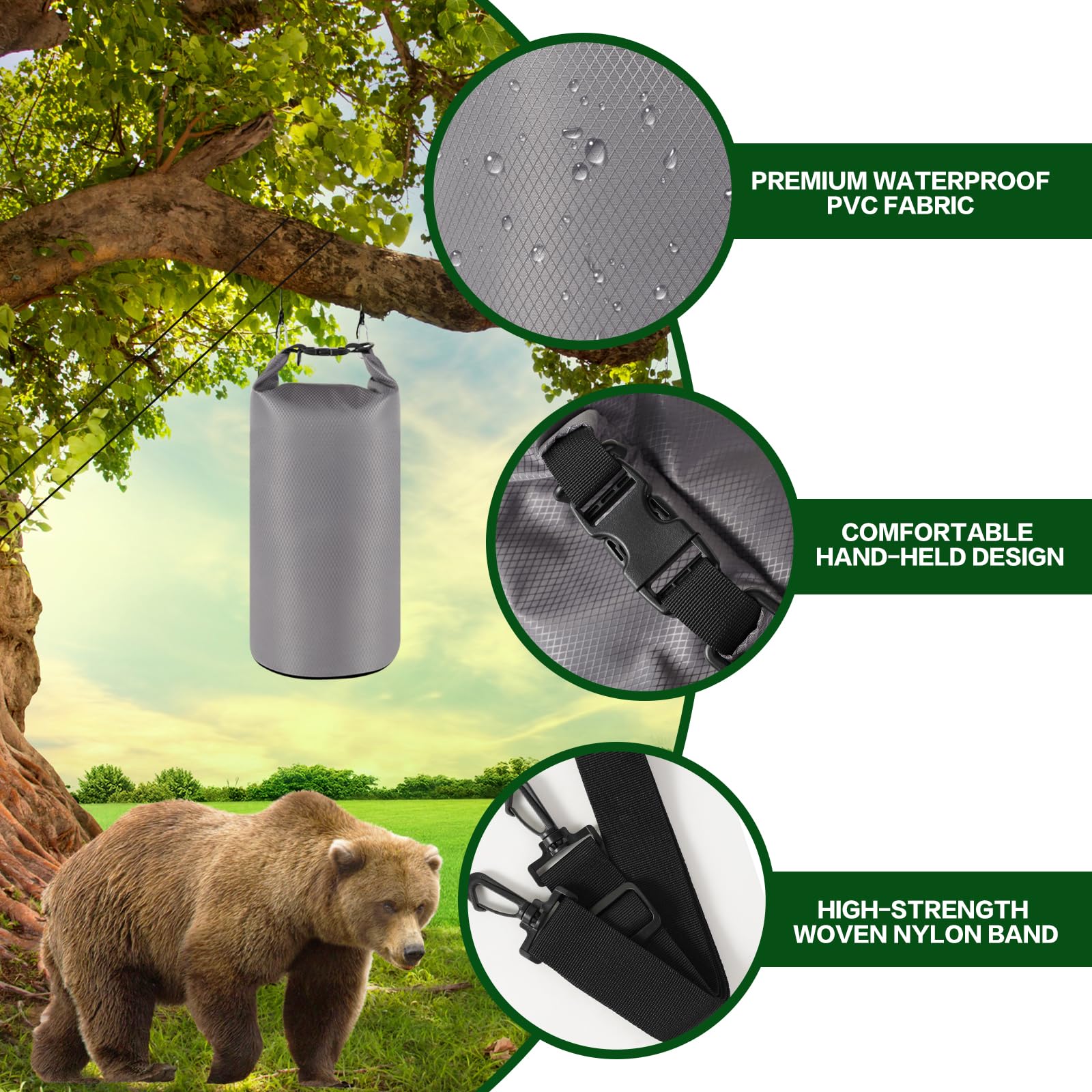 WSFSLJWDW Bear Bag for Camping, Grey Ultralight Food Hanging