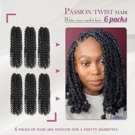 Dansama 6 Packs Passion Twist Hair Water Wave Braiding Hair for Butterfly Style Crochet Braids Bohemian Hair Extensions (12inch, 2, Economy Pack)