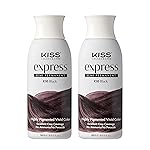 Kiss Express Semi-Permanent Hair Color - Vivid, Highly Pigmented Dye for Vibrant Hair, Gentle Formula, Gray Coverage, pH Balanced, 23 Intermixable Shades, All Hair Types (3.5 oz, Black, 2 Count)