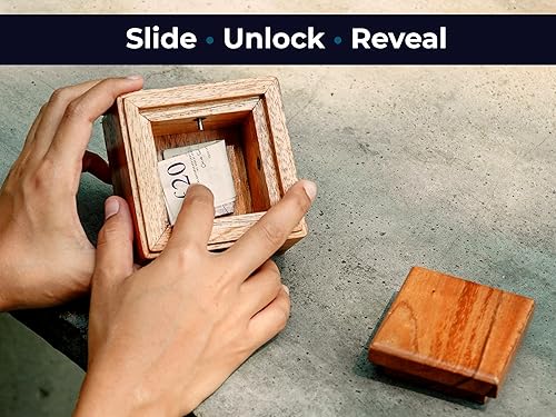 Miniatura 8 de BSIRI Caja con cerradura - Caja secreta para rompecabezas de madera con compartimentos ocultos. Joyería misteriosa ideal, cerradura de rompecabezas