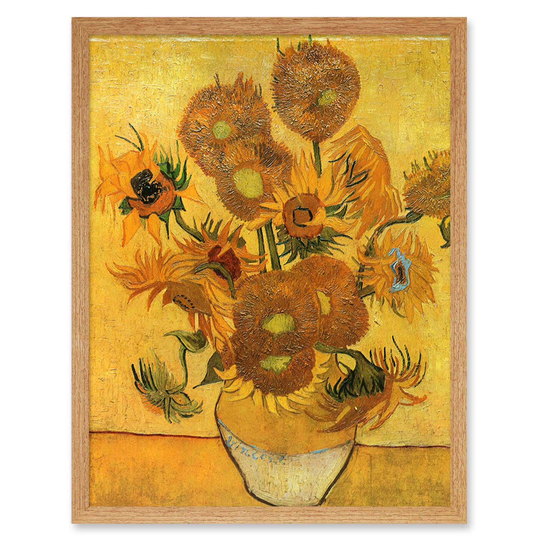 Wee Blue Coo Van Gogh Still Life Fifteen Sunflowers Vase Art Print Framed Poster Wall Decor 12x16 inch