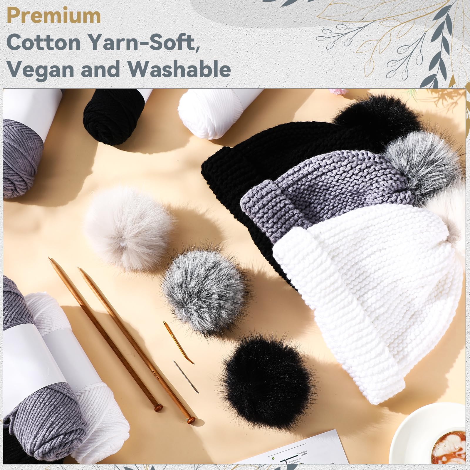 Syhood Strickset für Erwachsene und Anfänger, 6 Garne, Bambusnadeln