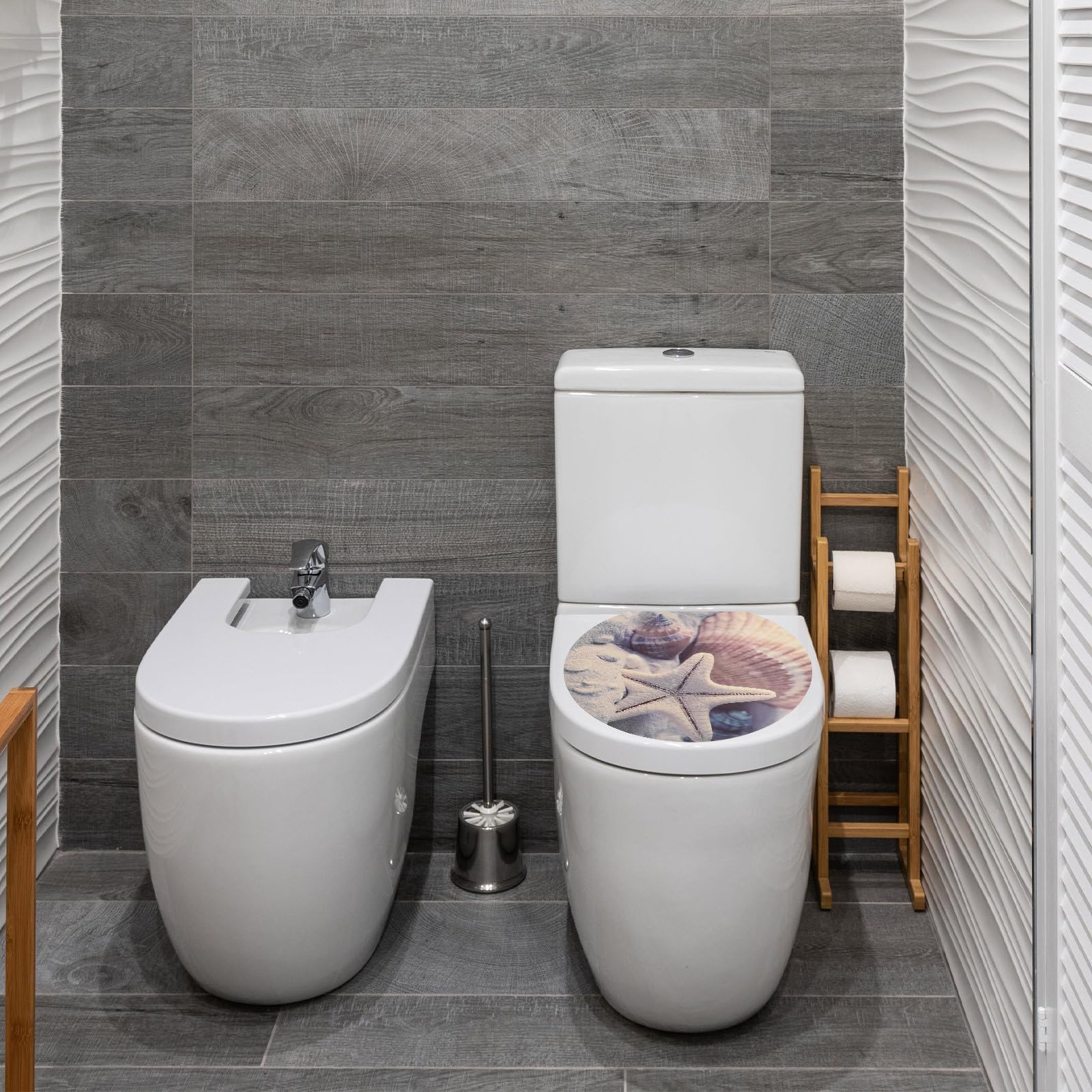 KICHOUSE Calcomanía para Tapa de Inodoro Autoadhesiva de Pvc, Pegatina Removible Decorativa para Baño, Tamaño, Diseño Divertido para Hogar y Paredes Lisas