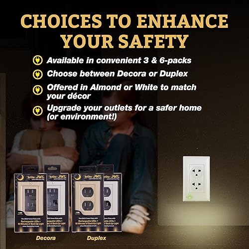 Miniatura 7 de Placa de cubierta de enchufe iluminada, luz nocturna LED opcional, cubierta de enchufe de pared y alumbrado de respaldo para falla de energía,