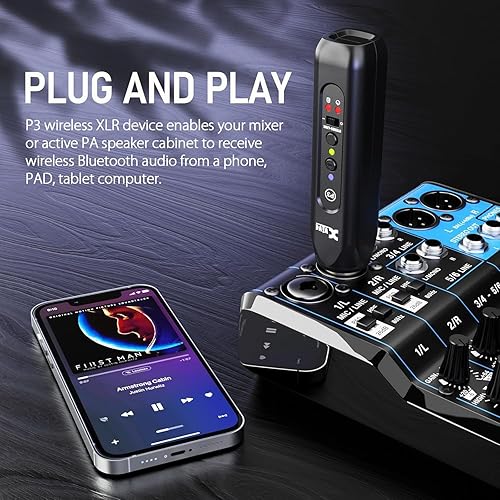 Miniatura 4 de Xvive P3D inalámbrico XLR Bluetooth receptor Bluetooth para mezclador, sistemas PA activos, sistemas DJ