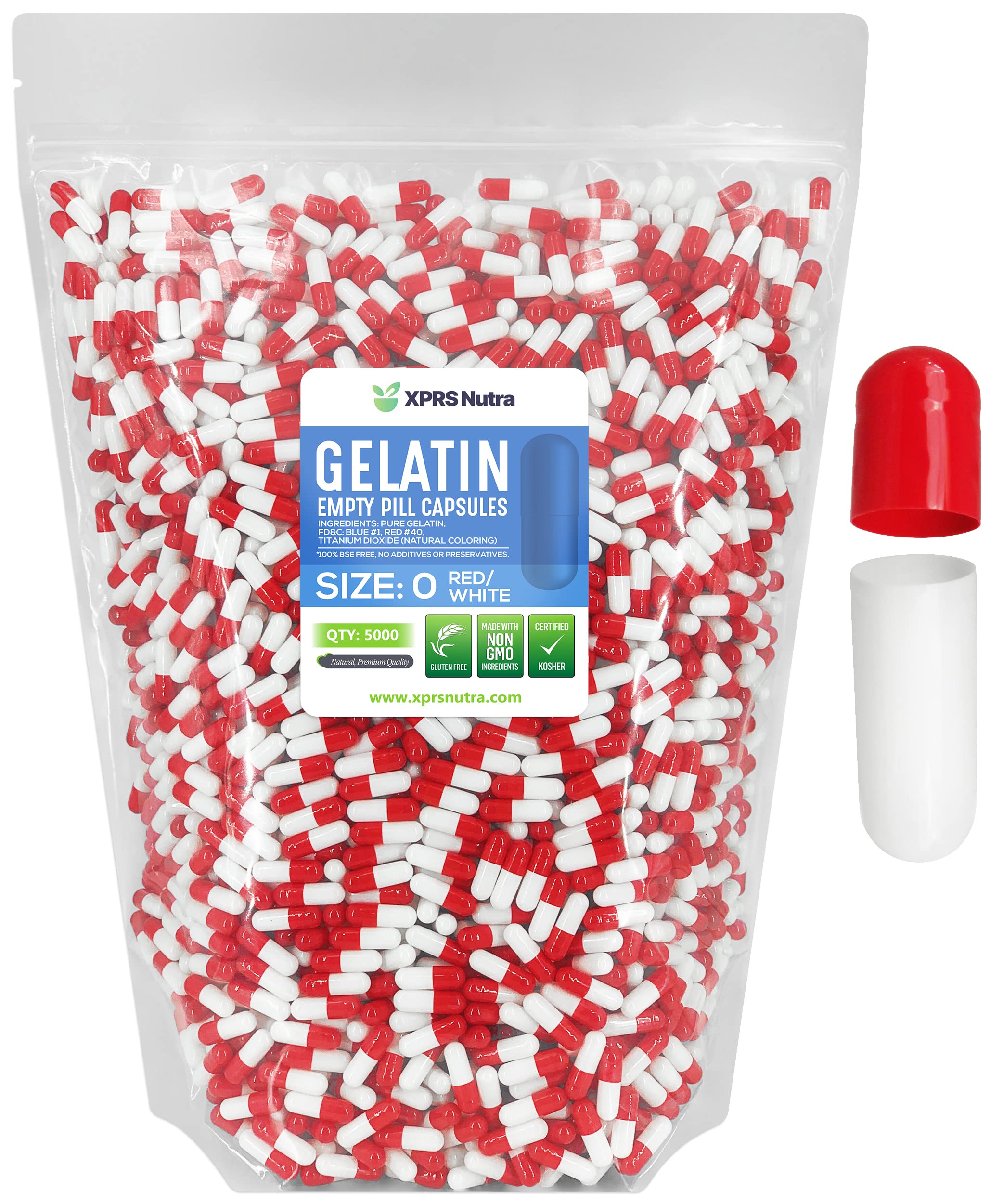 XPRS Nutra Size 0 Empty Capsules - 500 Count Empty Gelatin Capsules - Pills DIY Capsule Filling - Pure Bovine Pill Gel Caps for Do-It-Yourself Supplements (Multi Color) — Amazon image 7
