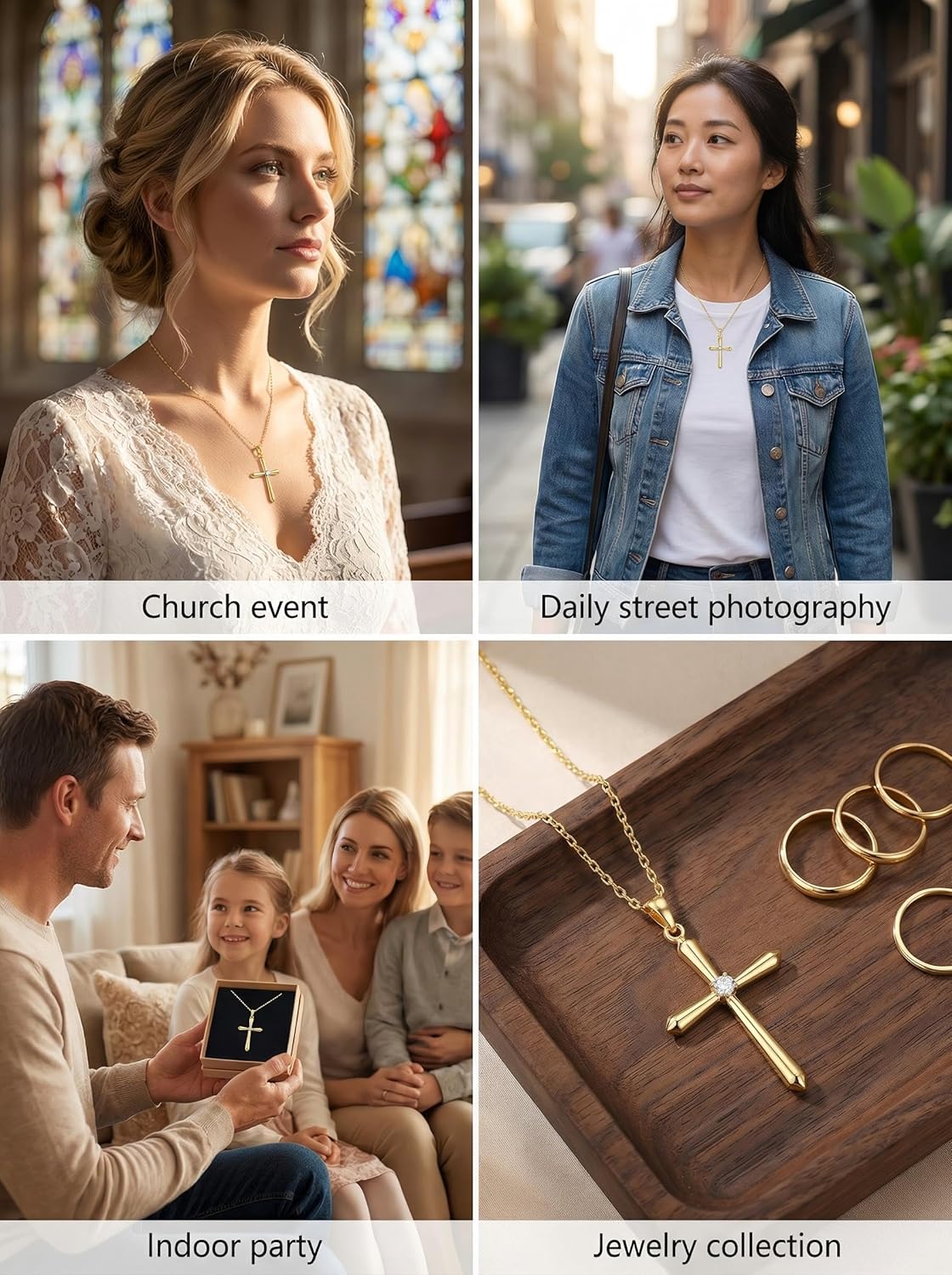 JO WISDOM 18K Gold Cross Necklaces for Women Gold Cross Chain Minimalist Pendant Dainty Necklace for Women Jewelry - Image 6