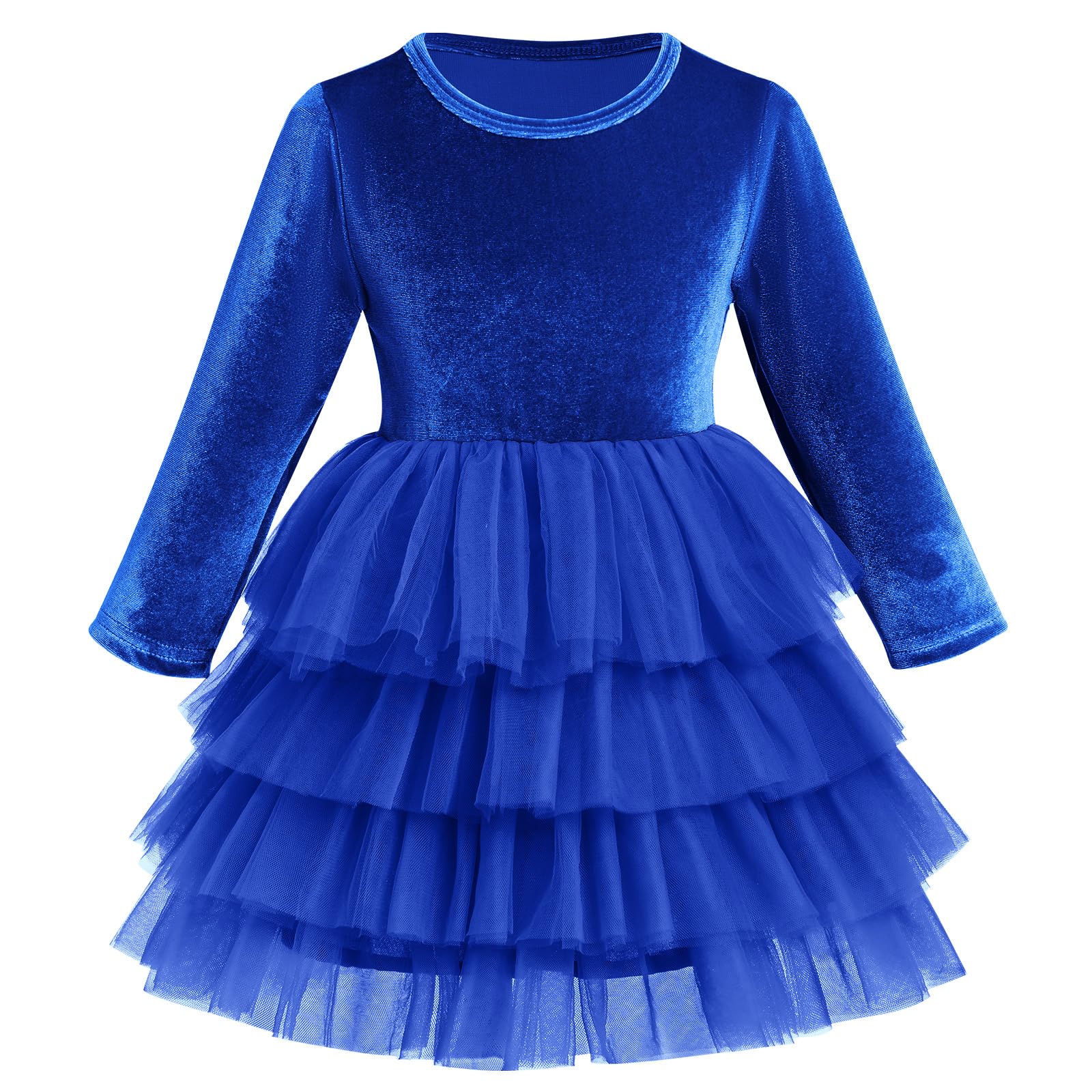 Velvet Dress For Girls Long Sleeve Ruffle Casual Princess Dress