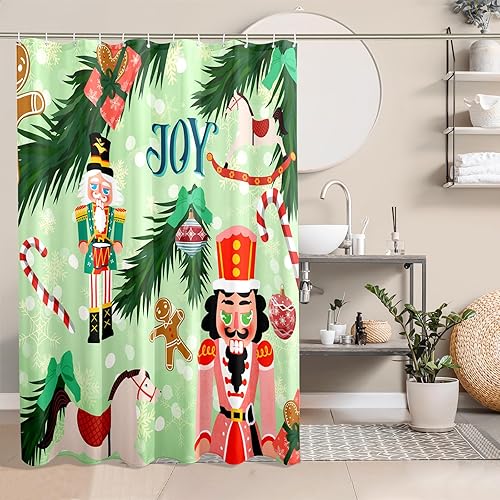 Miniatura 2 de Cortina de ducha cascanueces alegría linda moda feliz Navidad baño decoración juego de cortina de ducha con ganchos, tela de poliéster para