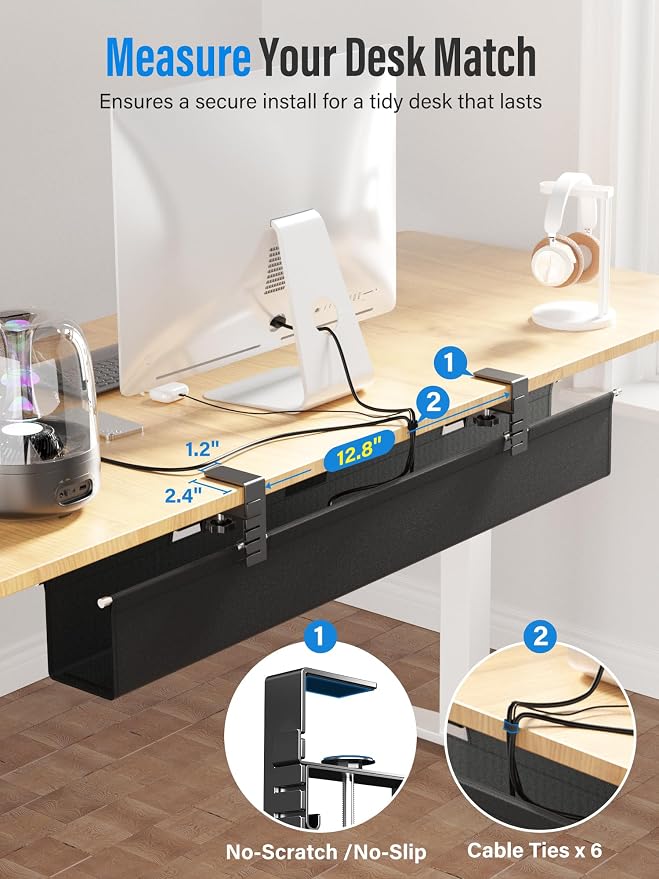 Bandeja organizadora de cables bajo escritorio 28.4 pulgadas miniatura 9