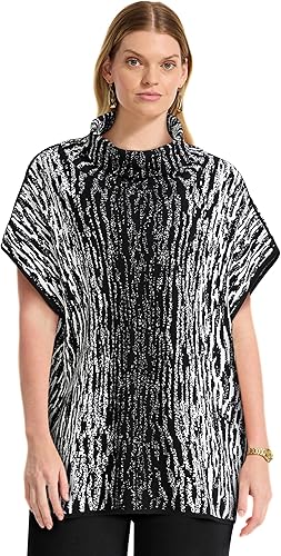 Anne Klein Women's Cape Sleeve Mockneck Animal Print Tunic Top