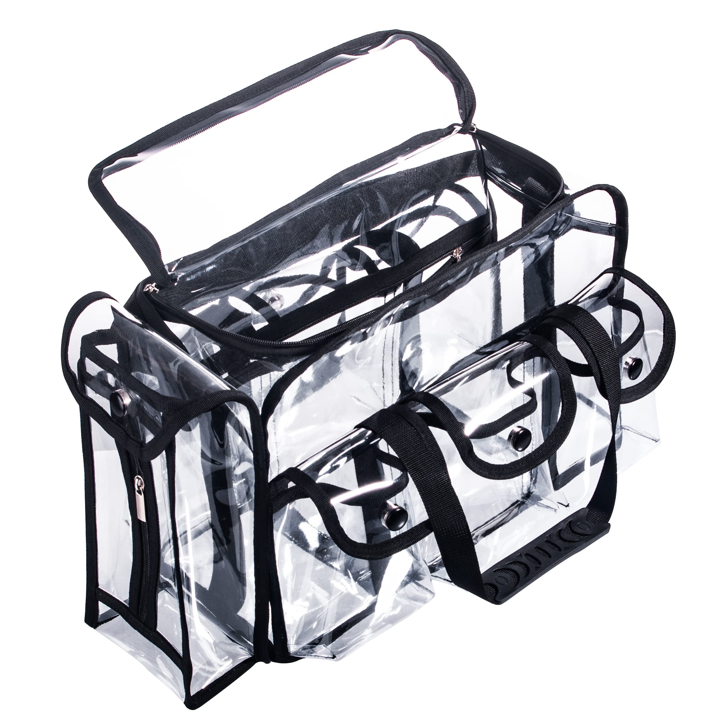 Set professionale per truccatori e truccatori da viaggio in PVC trasparente a bocca larga, borsa per cosmetici per unghie, borsa per cosmetici in vinile trasparente, organizer per attrezzi, borsa da
