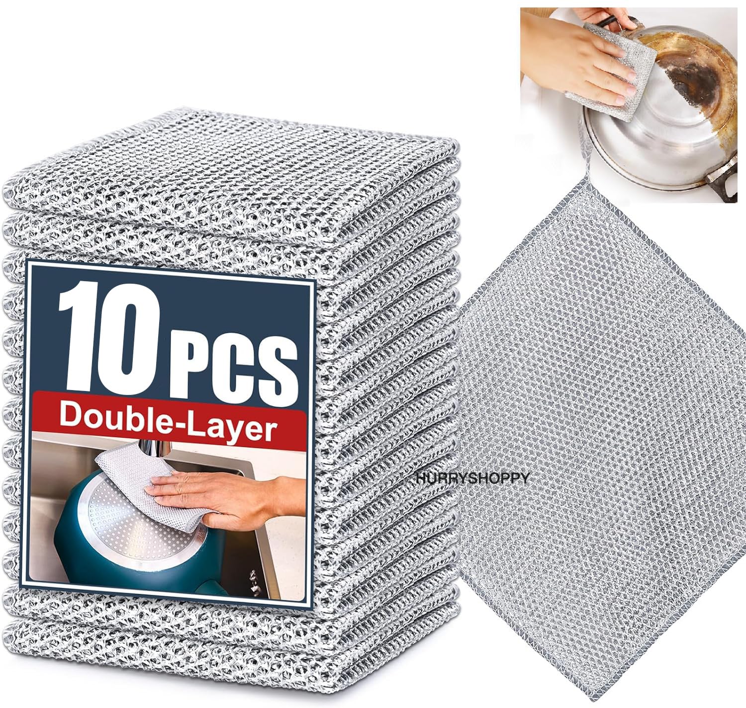 Dish Wash Cloth Scrub for Kitchen, Plates, Sinks, Pots, Pans - Rags for Wet and Dry, Machine Washable Rags (Double Layer - 10 pcs) (B0DHQK4FPC) Amazon Price History, Amazon Price Tracker