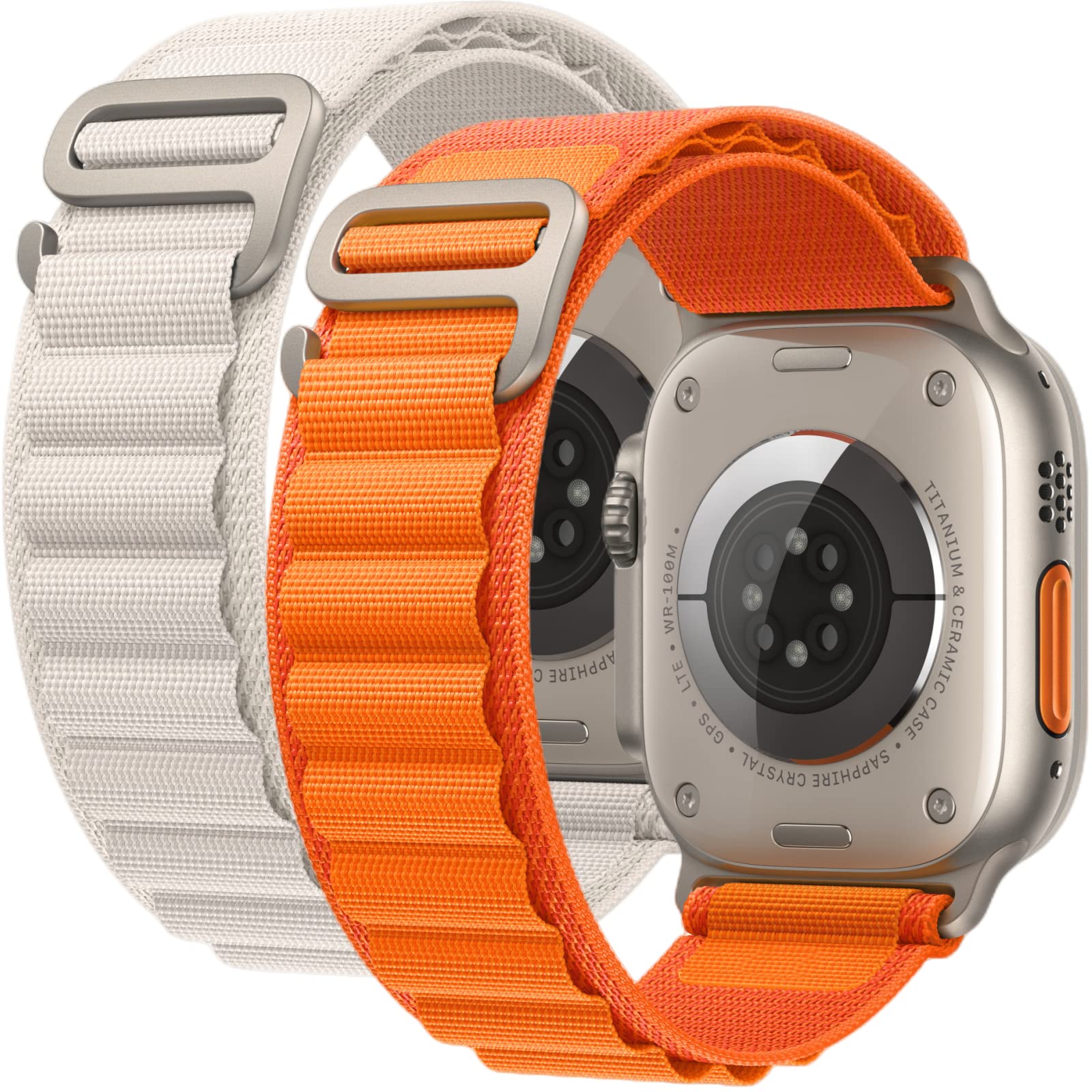 CBECKdaco 2 Packs/1 Pack Alpine Loop Band or/& Case Compatible with Apple Watch 49mm 42mm 44mm 45mm 38mm 40mm 41mm，Textile Woven Loop High Alloy Steel G‑Hook Sport Strap for Apple Watch Ultra/SE/Series 8/7/6/5/4/3/2/1