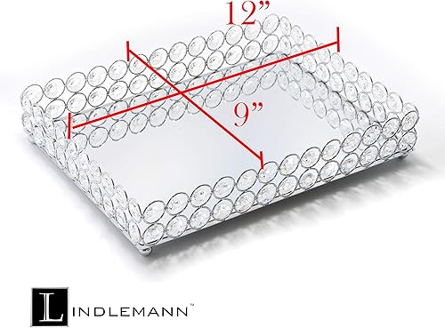 Miniatura 21 de Bandeja de tocador de cristal decorativa con espejo, bandejas de perfume para maquillaje, almacenamiento de cosméticos, organizador de Bandeja
