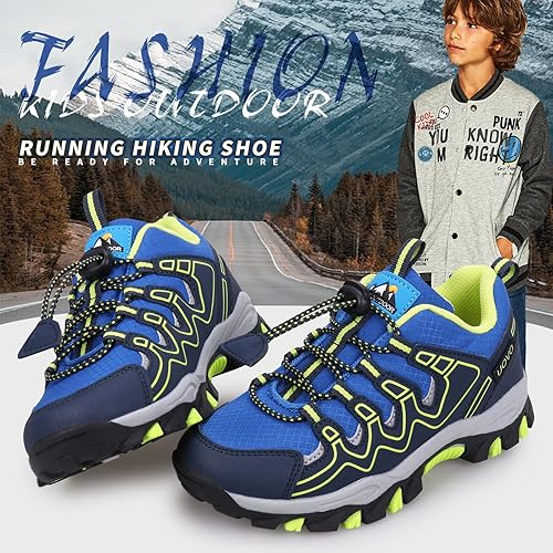 Miniatura 5 de UOVO Tenis para niños y niñas, para senderismo, correr, caminar al aire libre, tenis impermeables antideslizantes (niños pequeñosgrandes