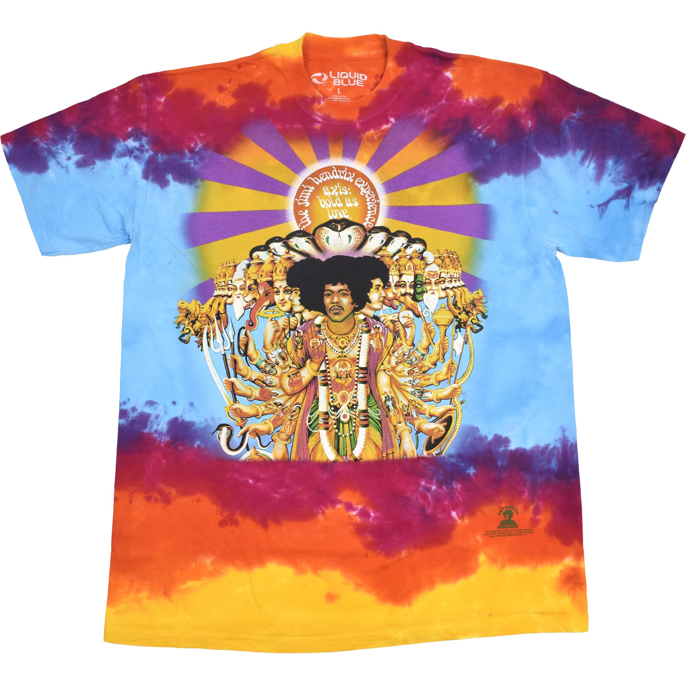 Liquid Blue Jimi Hendrix Axis Bold As Love Tie Dye T-Manica Corta da Donna