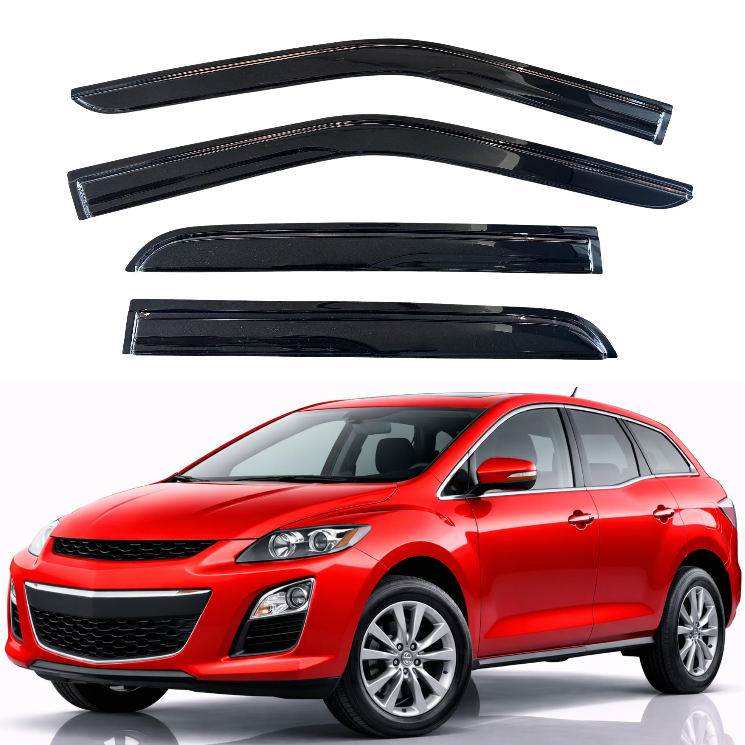KPY Rain Guards Fit for 2008-2011 Mazda CX-7, Out-Channel Window Visors Vent Wind Deflectors 4PC, Car Accessories for 08-11 Mazda CX7