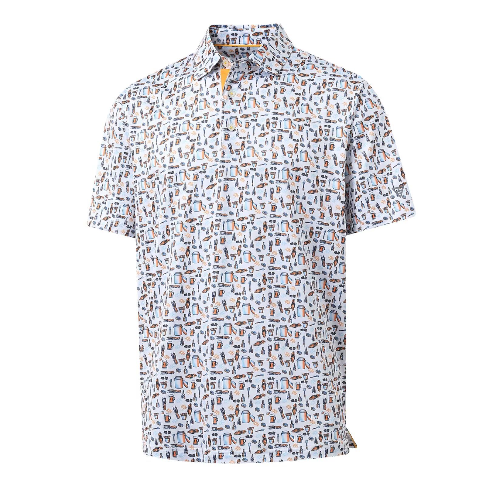 M MAELREG Mens Golf Shirt Short Sleeve Dry Fit Print Moisture Wicking Performance Patterns Collared Polo Shirt — view 6
