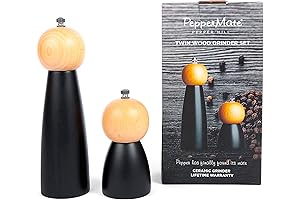 Peppermate Pepper Mill – Black Beechwood Adjustable Ceramic Pepper Mill Grinder