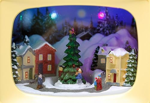 Miniatura 3 de Moments in Time Decoración de mesa iluminada pintada a mano con luces LED, árbol en movimiento, 8 canciones clásicas, funciona con pilas