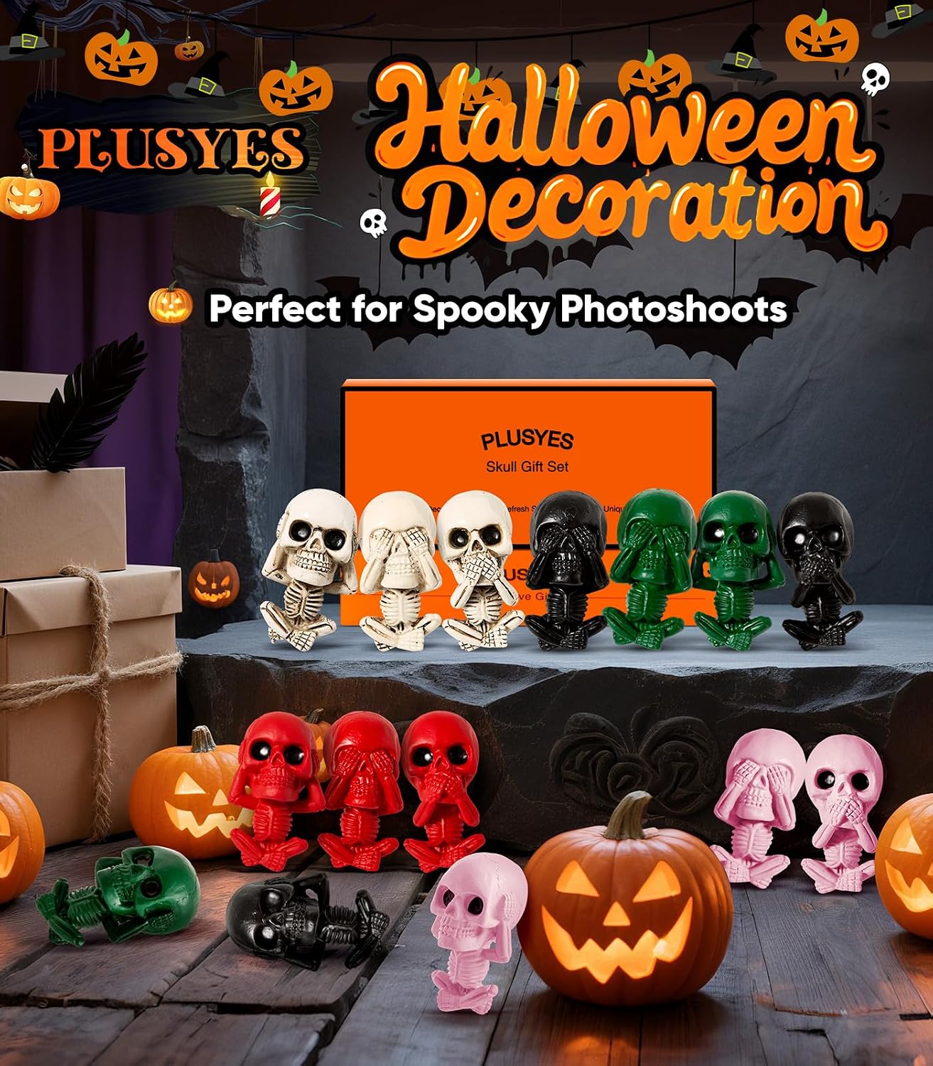 Skull Decor Car Air Freshener Vent Clips, Goth Decor Interior, Gothic Funny Decoration Halloween Horror Skeleton Car Accessories, Skull Stuff Spooky Gifts for Men Women Teens