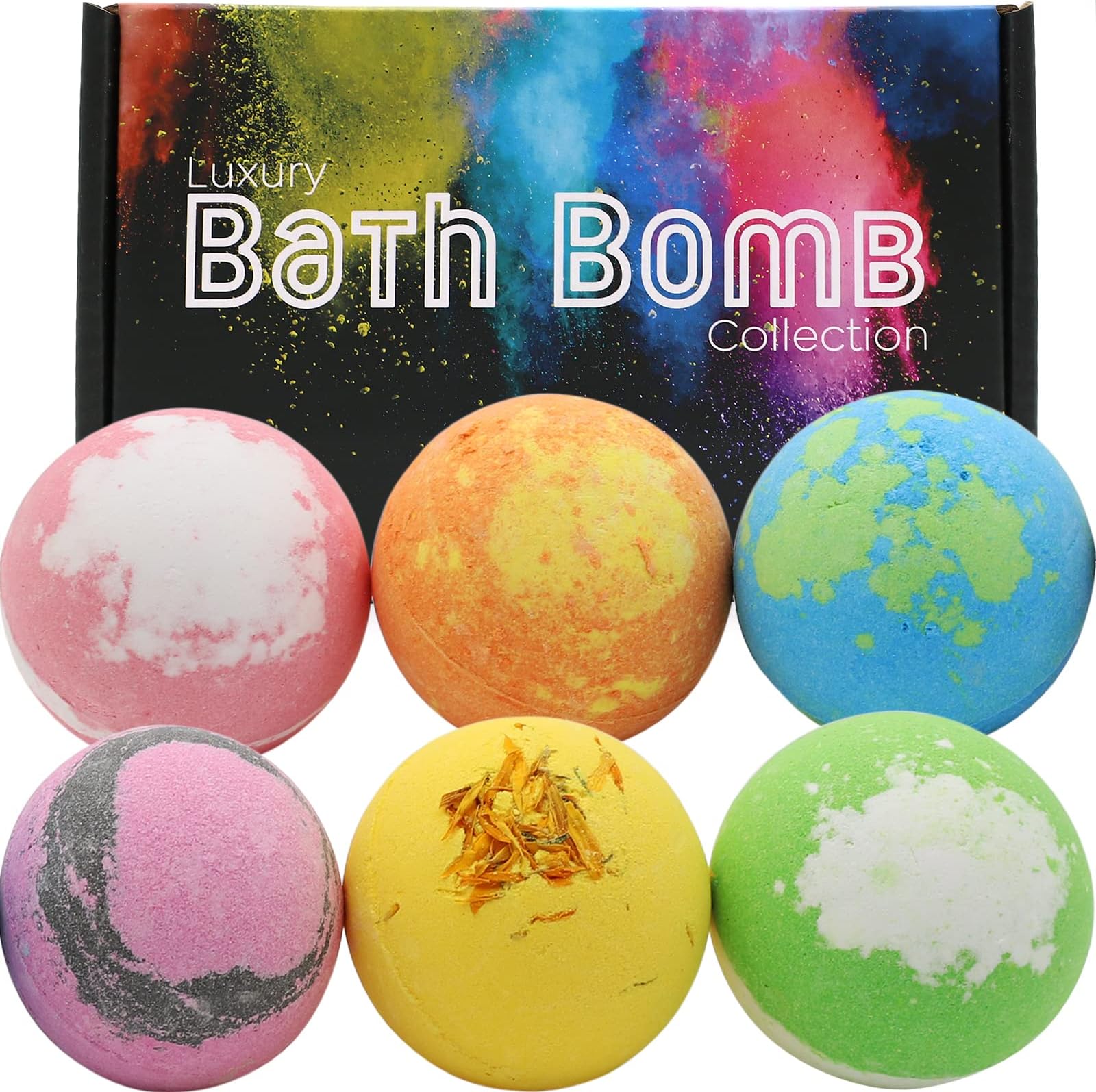 Lush Bath Bombs Bulk Individually Wrapped Bathbombs Shower Essentials Organic Bath Ball Self Care and Stress Relief Gifts for Women Men Kids 6PCS