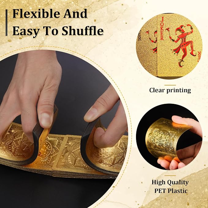 Cartas de Póker Plásticas Impermeables Doble Pack Dorado miniatura 4