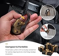 Vista 6 de Cuchillo de bolsillo pequeño, cortador de caja fría con hoja afilada de 1.34 pulgadas, herramienta de cuchillos EDC para transporte diario (ámbar)