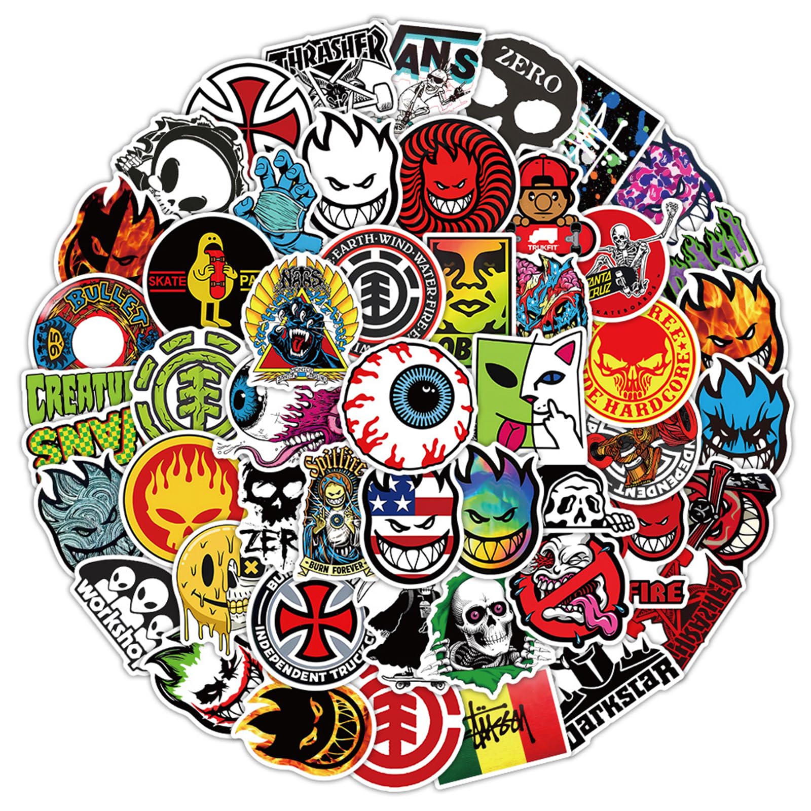 100 Pcs Skateboard Stickers Pack Unique Vinyl Stickers Waterproof Reusable Decals for Adults Teens Cool Laptop Stickers for Skateboard Guitar Luggage Helmet Bike Decor