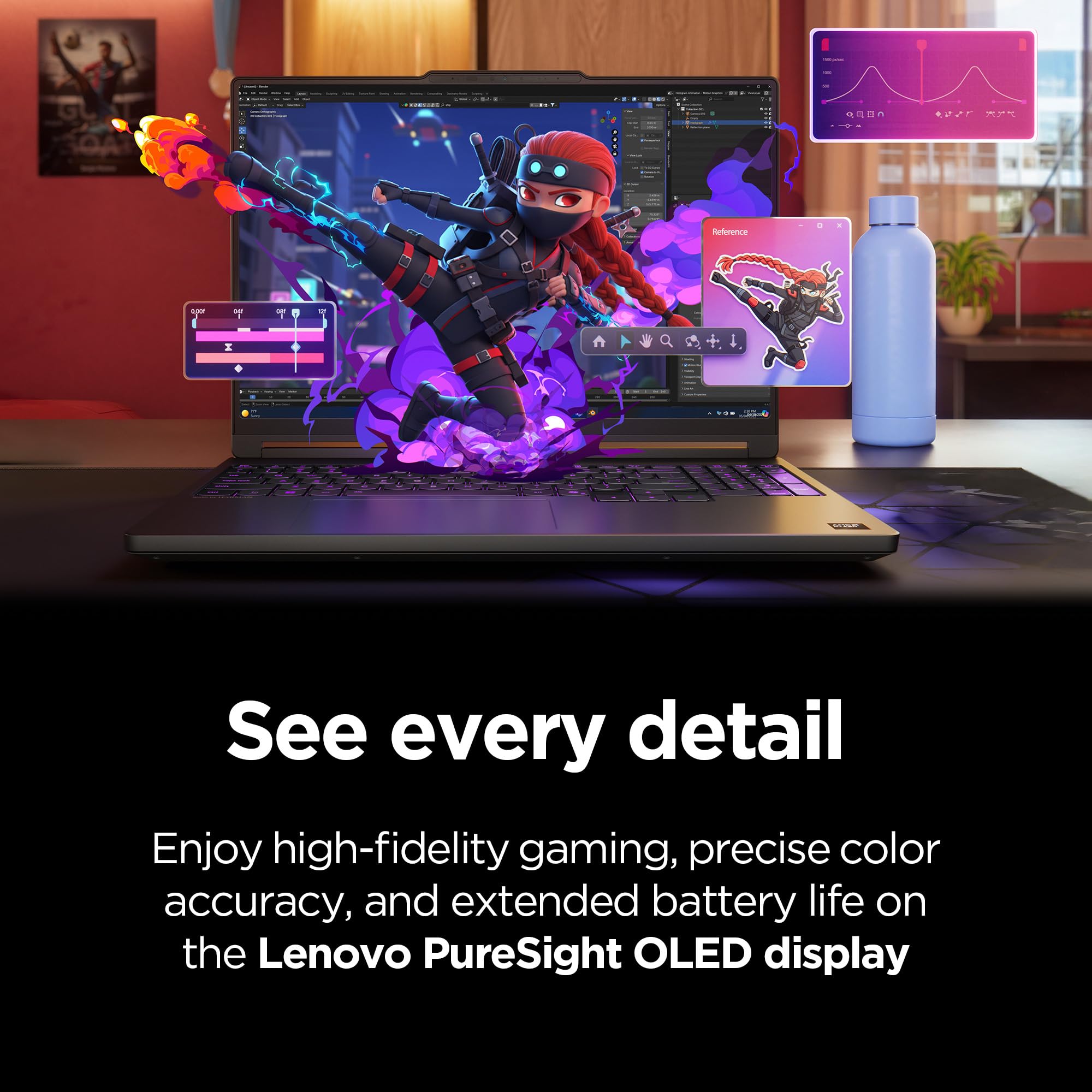 Lenovo Legion 5a - 2026 - Gaming Laptop - Schermo OLED WQXGA NVIDIA GeForce RTX 5060-15,3" - Frequenza di aggiornamento 165Hz - Ryzen 7 250-32 GB di memoria - 1 TB di memoria - Eclipse Black