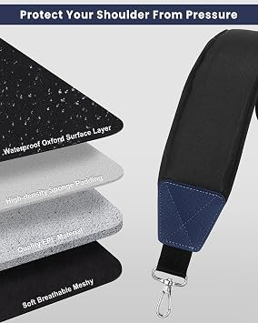 BIG TEETH Golf Bag Strap Single Padded Shoulder Strap Adjustable Thick Pad Straps Universal Replacement Quick Release