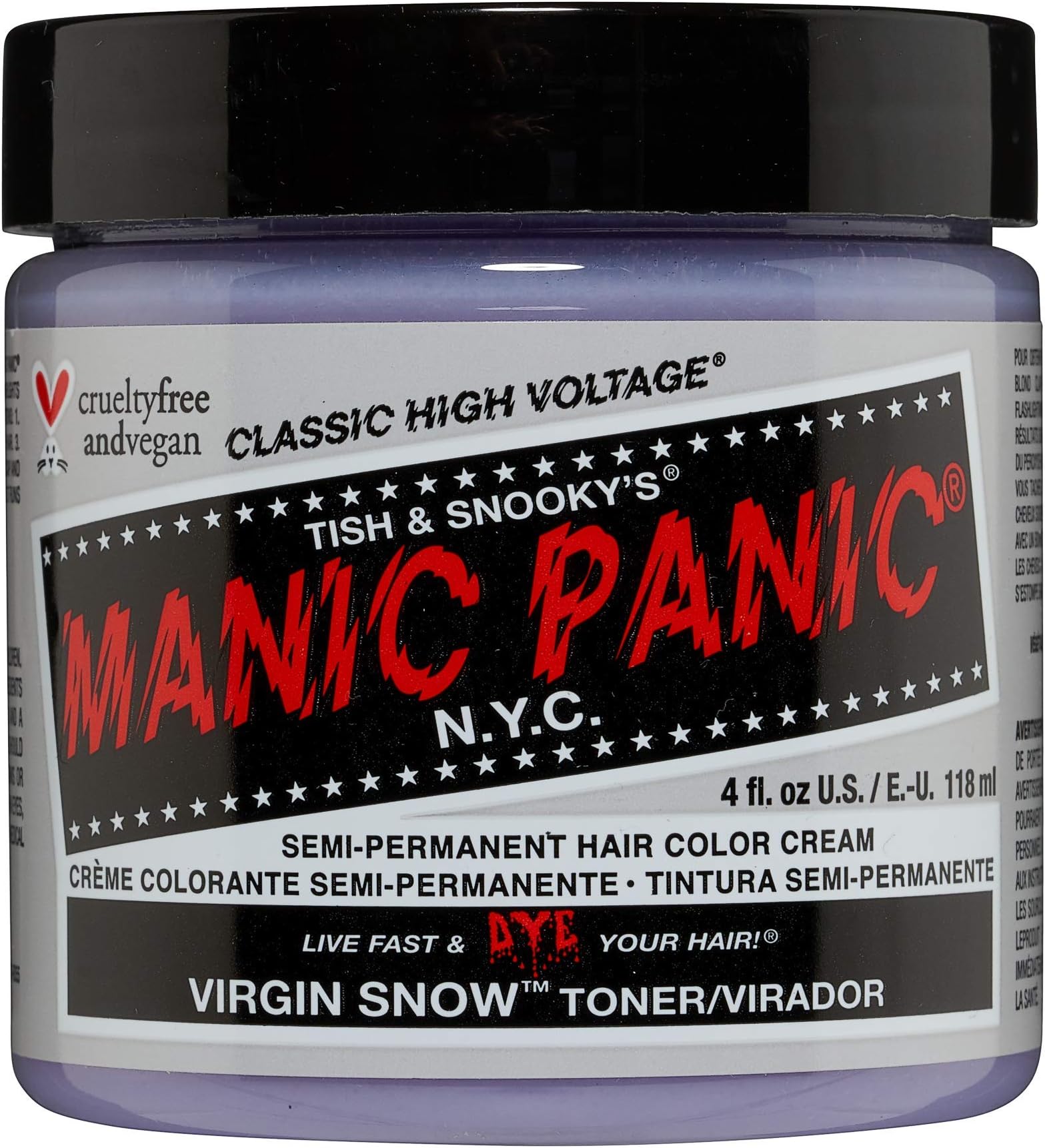 MANIC PANIC Virgin Snow Blonde Toner - Semi Permanent Hair Dye - For Light Blonde Hair Or Bleached Hair - Removes Brassiness (4oz)